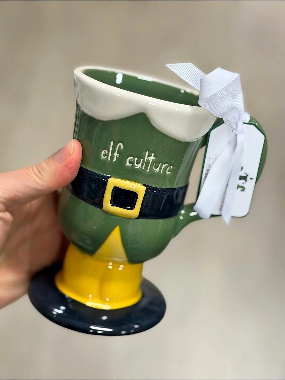 elf culture Elf Ceramic Drinkware in Green & Yellow NWT